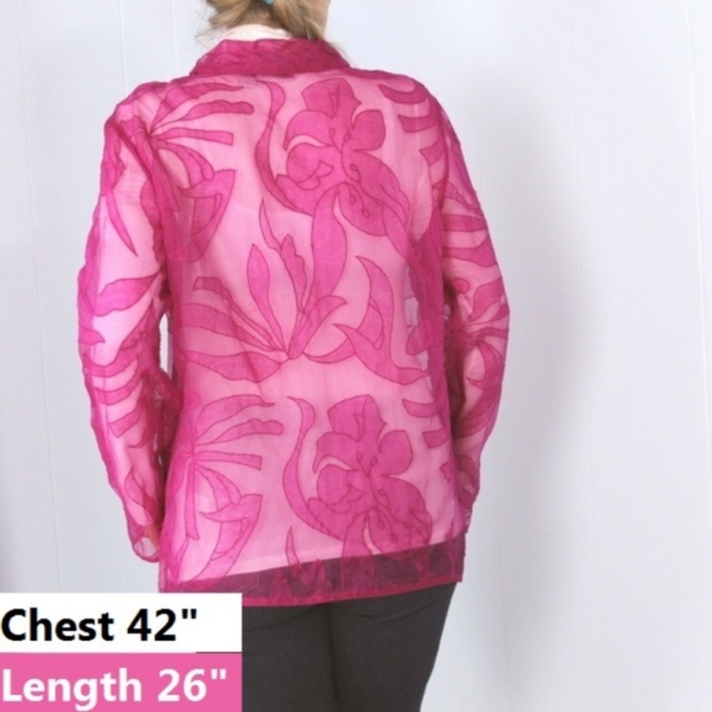 Chico's Special Occasion Silk Shirt Fuchsia 2 L